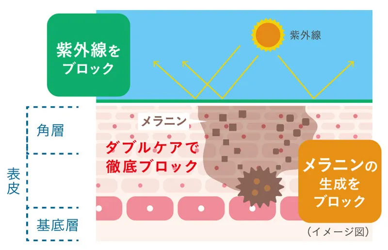 サンパラソルアスリートはシミの原因となるメラニンの生成と進行を抑制する効果が期待できる